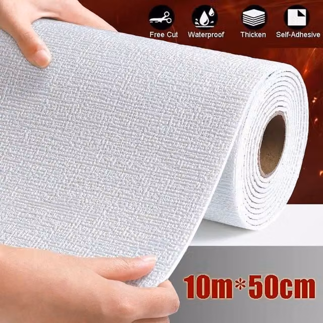 EONLION Self-Adhesive Thermal Insulation Wallpaper in White, 10 m x 100 cm – 1