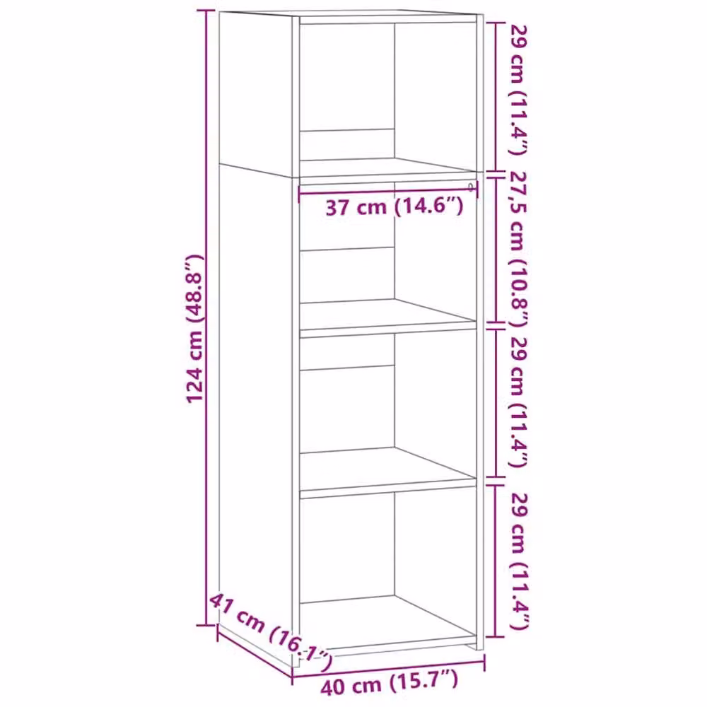 Berkfield Home Black MDF Highboard, W/D/H: 40 x 41 x 124 cm – 4