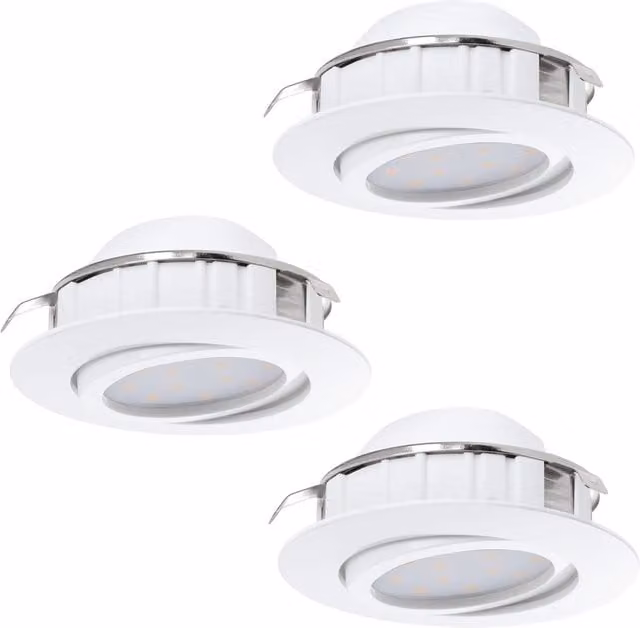Loops 3 Pack White Adjustable Round Flush Ceiling Downlight with Built-in 6W LED
