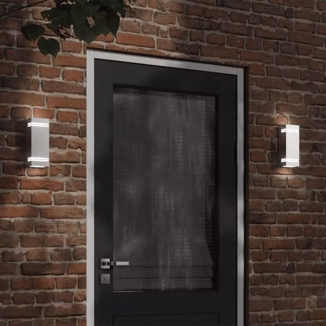 Berkfield Home Set of 2 Modern Silver Stainless Steel Outdoor Wall Lights