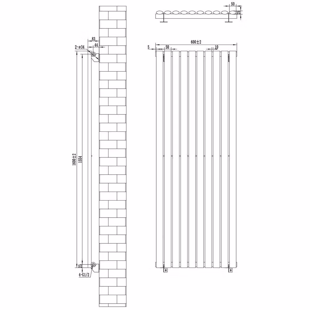 Monstershop Oval Single Column Steel Radiator in Anthracite Grey, H: 160 cm, W: 60 cm – 4
