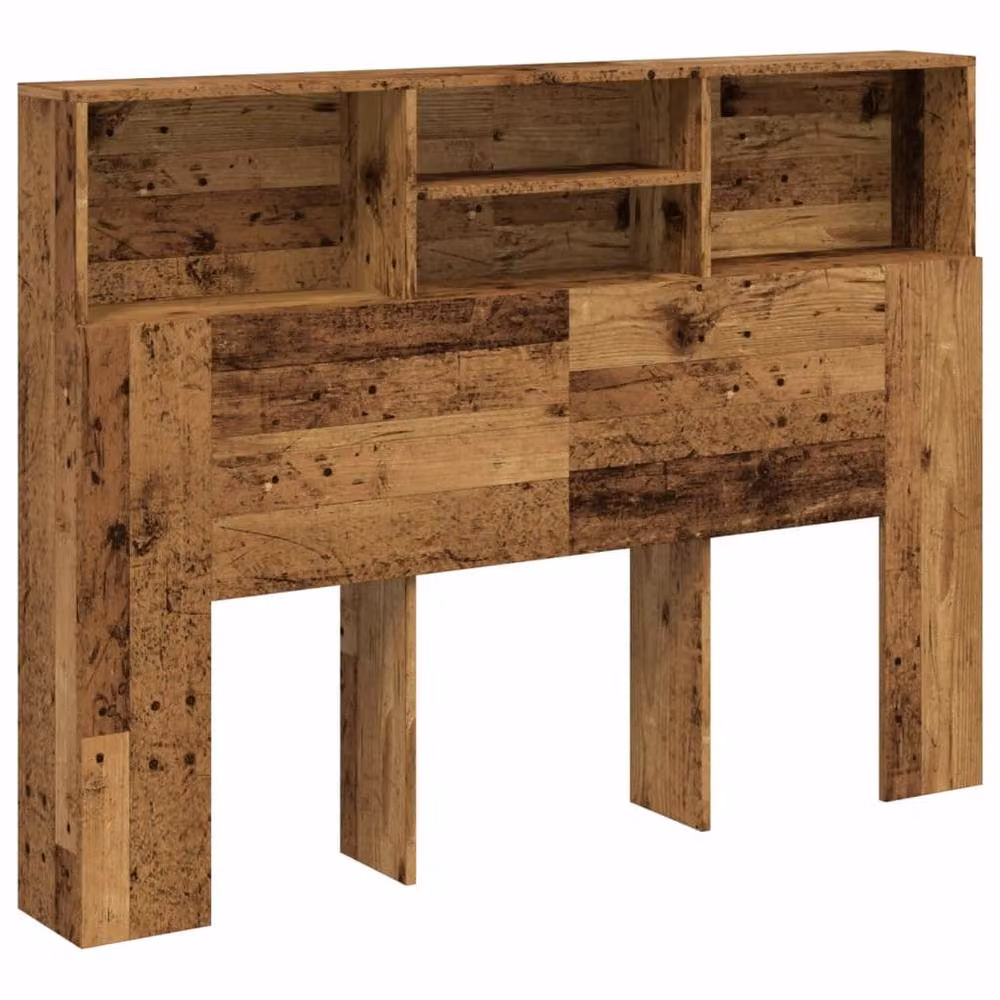 Berkfield Home Headboard Cabinet in Brown Old Wood, W: 140 cm, D: 19 cm, H: 103.5 cm – 3