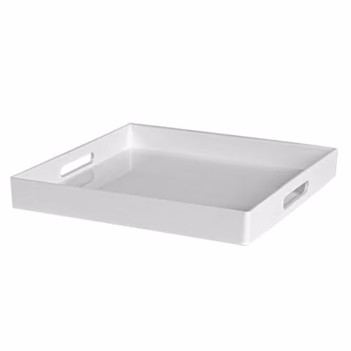 Argon Tableware Pack of 3 White Melamine Square Serving Trays with Handles, 33 cm