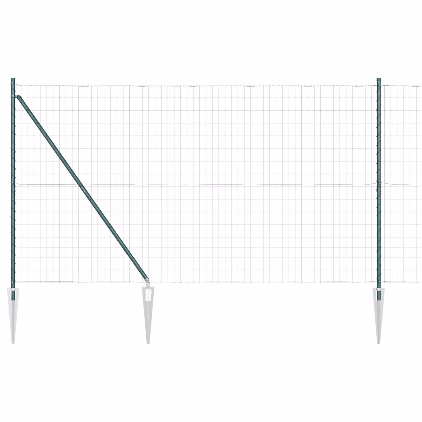 Berkfield Home Euro Fence with 7 Spike Posts, Galvanised Steel, Green and Silver, W: 10 m, H: 1.5 m – 2