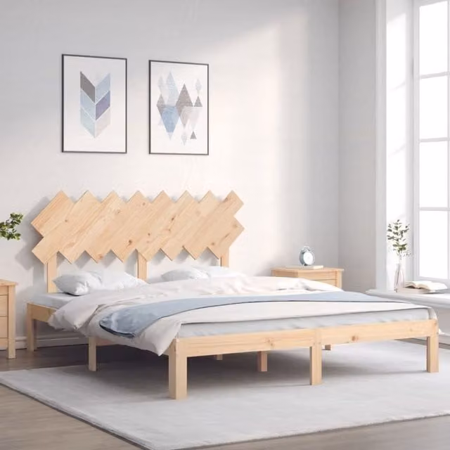 Berkfield Home Solid Wood Pine Bed Frame in Brown, 160 x 200 cm
