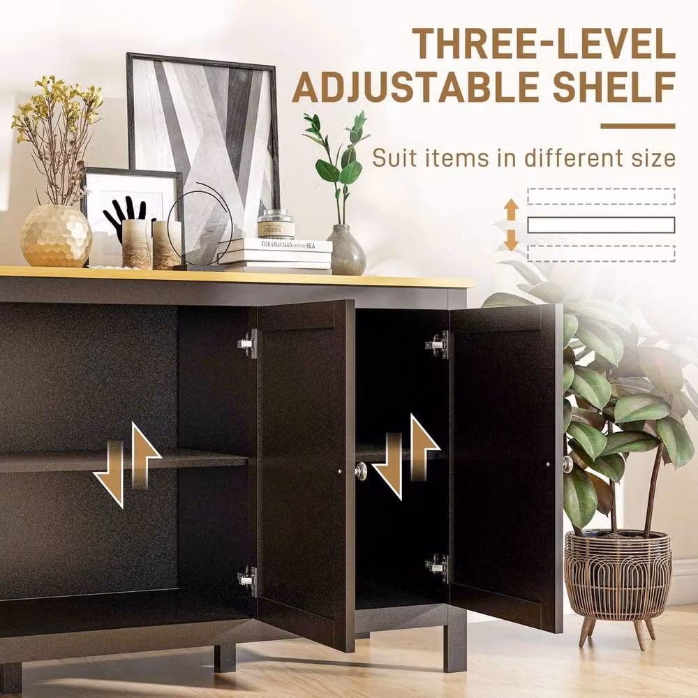 NESTLUNE Modern Black Matt Metal Sideboard Buffet Storage Cabinet – 4
