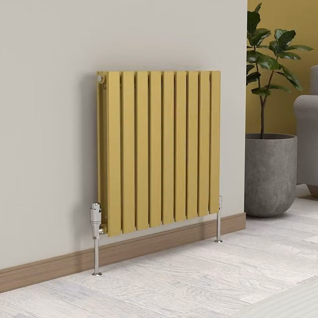 Lux Heat Flat Horizontal Double Steel Radiator in Gold, W: 60 cm, H: 63 cm