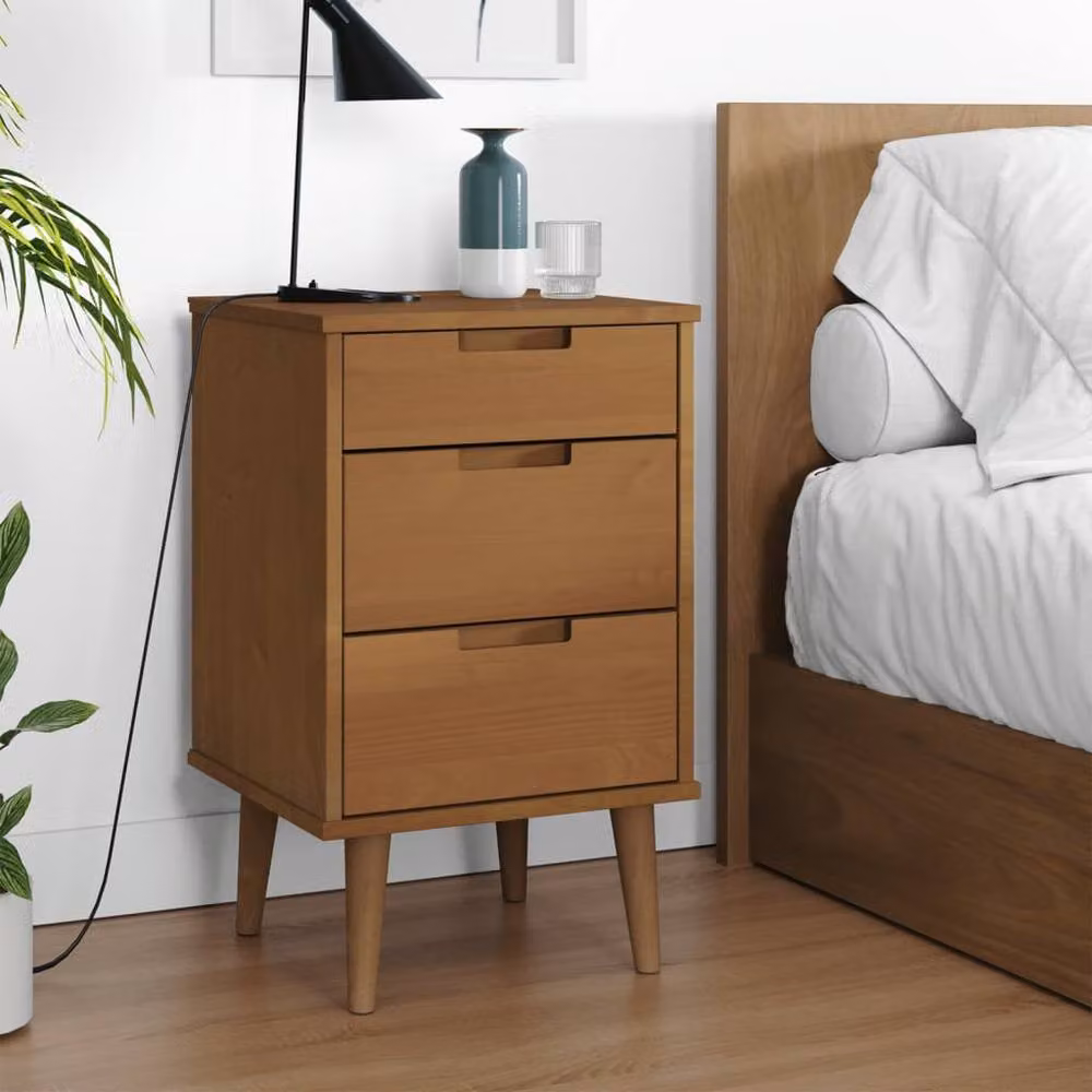 Berkfield Home MOLDE Bedside Cabinet in Brown Solid Pine, W/D/H: 40 x 35 x 65 cm – 2