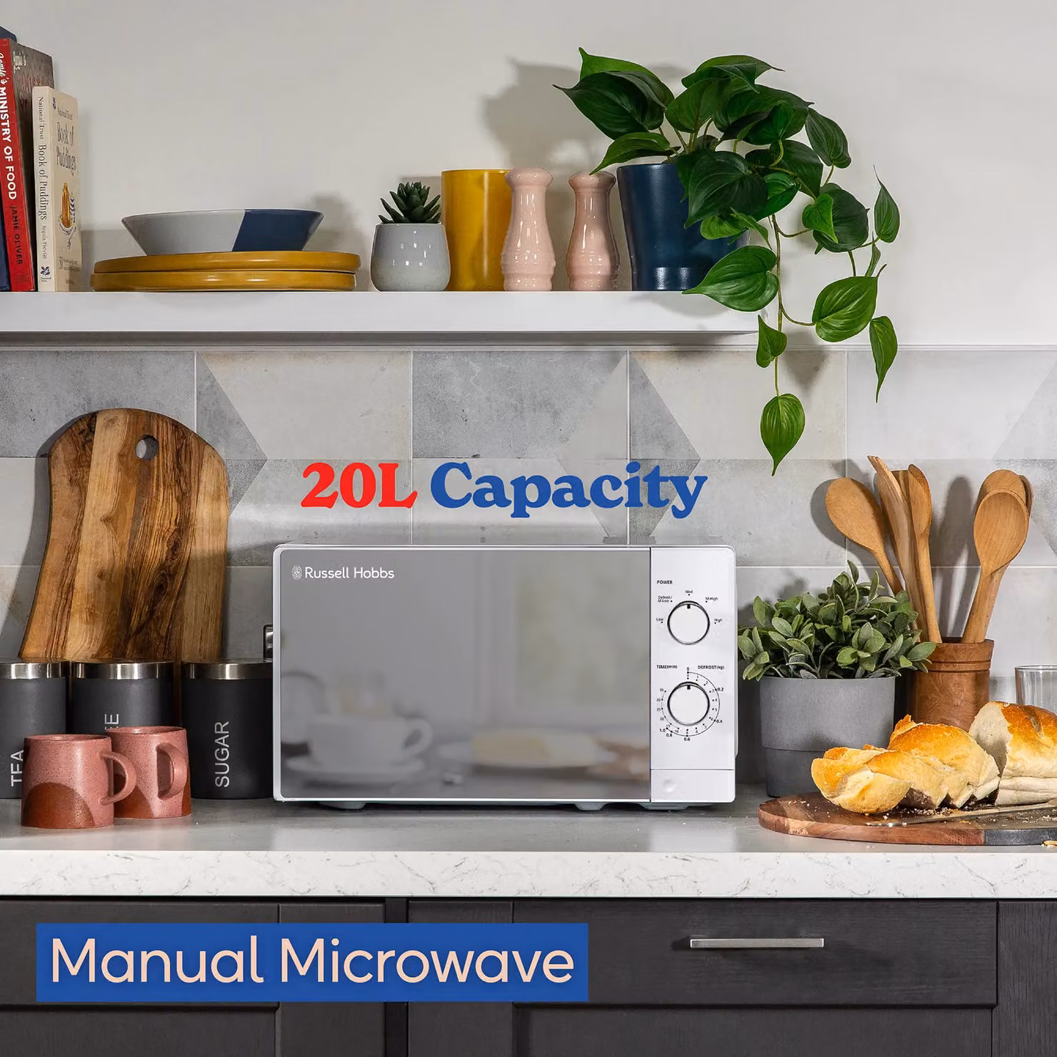 Russell Hobbs RHM2027 Manual Solo Microwave, 20 Litres, 800W, White – 3