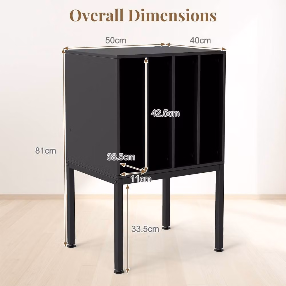 Costway Record Player Stand and Side Table with Vinyl Storage Shelves in Black – 2