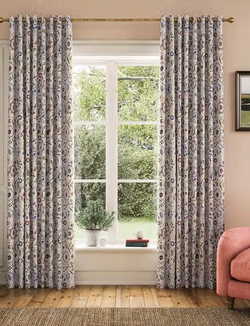 Joules Festival Flowers Multicolour Floral Blackout Eyelet Curtains