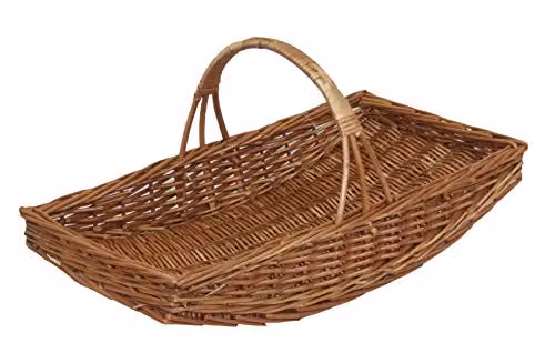 Red Hamper Brown Wicker Garden Trug Planter
