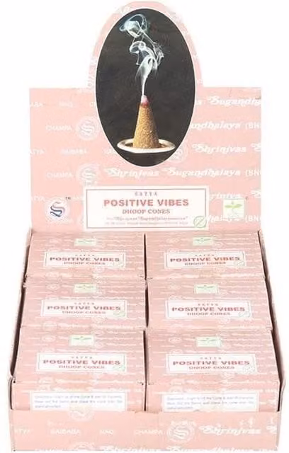 Satya Positive Vibes Dhoop Incense Cones, Pink, 12 Pack