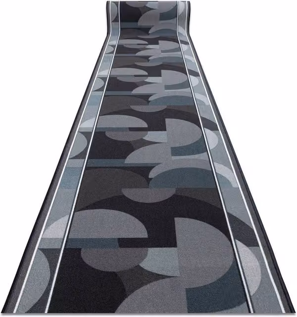 RugsX Malis Anti-Slip Grey Polyamide Runner, W: 100 cm, L: 440 cm