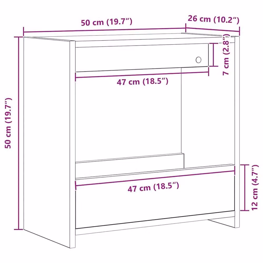 Berkfield Home Black Oak Side Table, W/D/H: 50 x 26 x 50 cm – 6