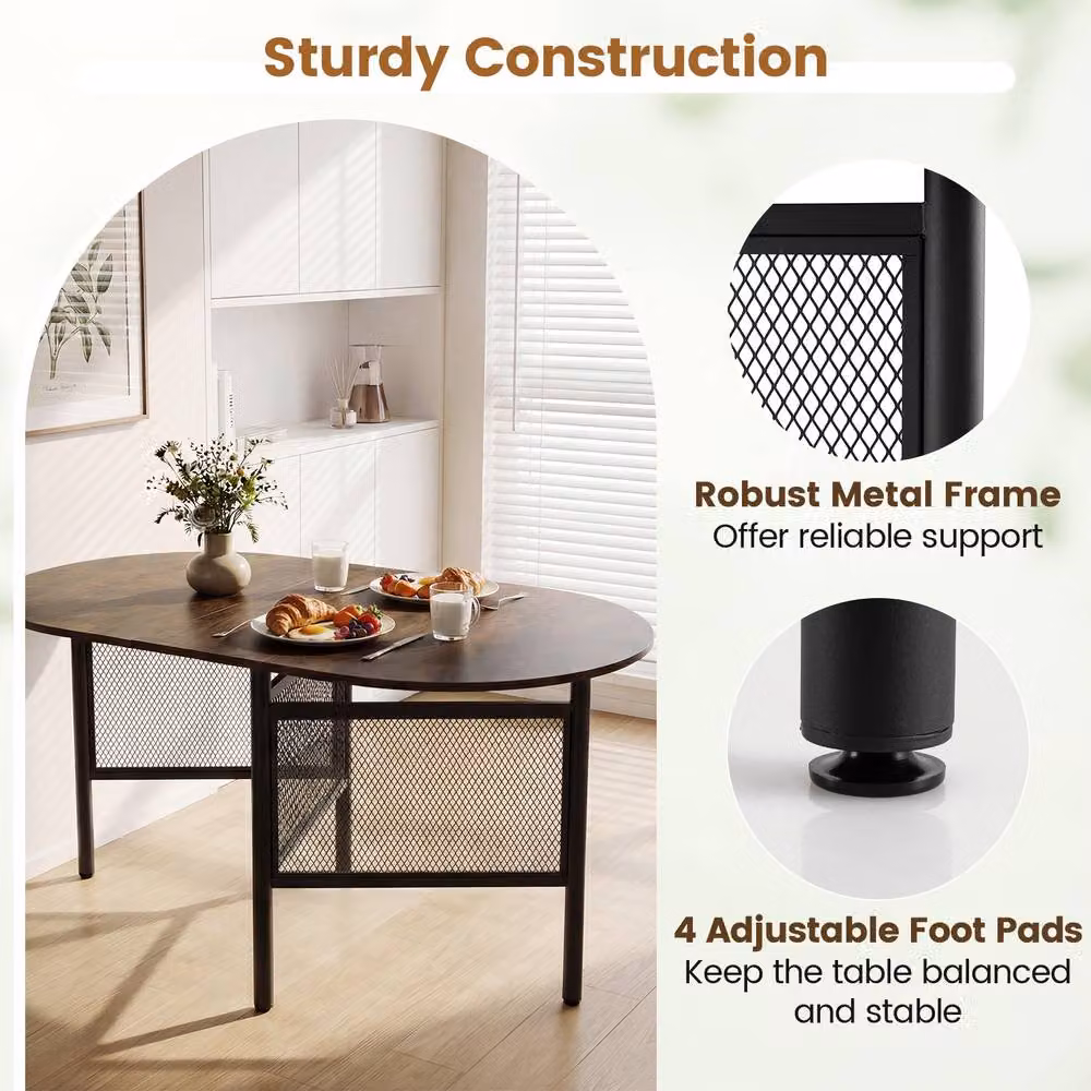 Costway Industrial Folding Dining Table and Console Table in Brown and Black, W: 150 cm, D: 60 cm, H: 76 cm – 5