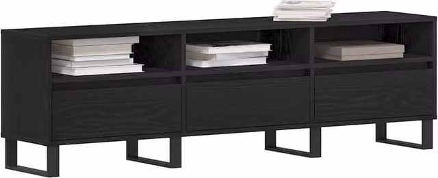 Berkfield Home Modern TV Cabinet in Black Oak, W: 150 cm, D: 44.5 cm, H: 44.5 cm