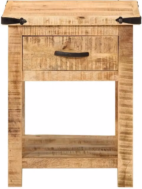 Berkfield Home Beautiful Solid Mango Wood Bedside Cabinet in Brown, W/D/H: 40 x 40 x 50 cm – 1
