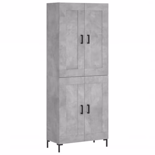 vidaXL Modern Highboard in Grey with Hinged Doors and Internal Shelves, W/D/H: 69.5 x 34 x 180 cm