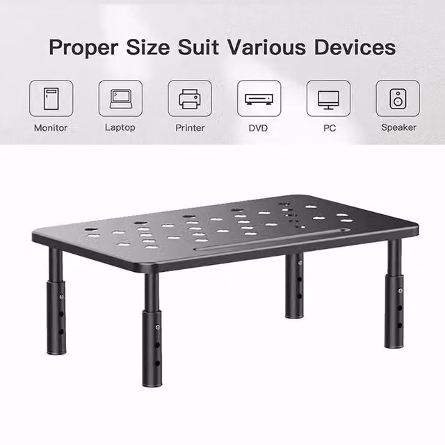 KORVIXA Ergonomic Monitor Stand Riser in Matt Black Metal, Width: 100 cm – 1