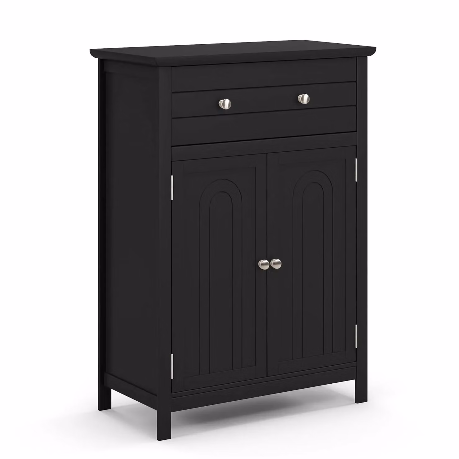 Gymax Black Freestanding Bathroom Storage Cabinet with Internal Shelves and Drawers – 9