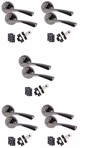Golden Grace Astrid Polished Door Handles with Hinges and 64mm Latch, Black