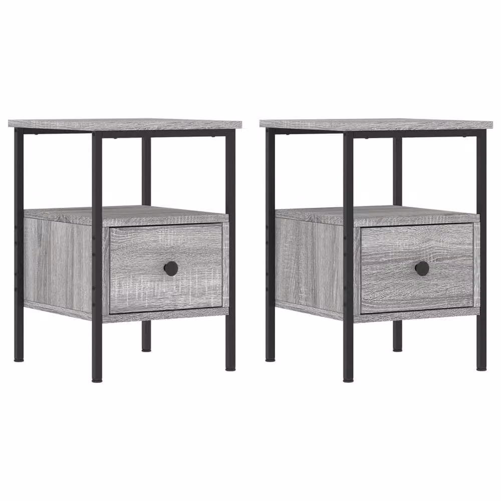 Berkfield Home Set of 2 Grey Sonoma Bedside Cabinets, W/D/H: 34 x 36 x 50 cm – 2
