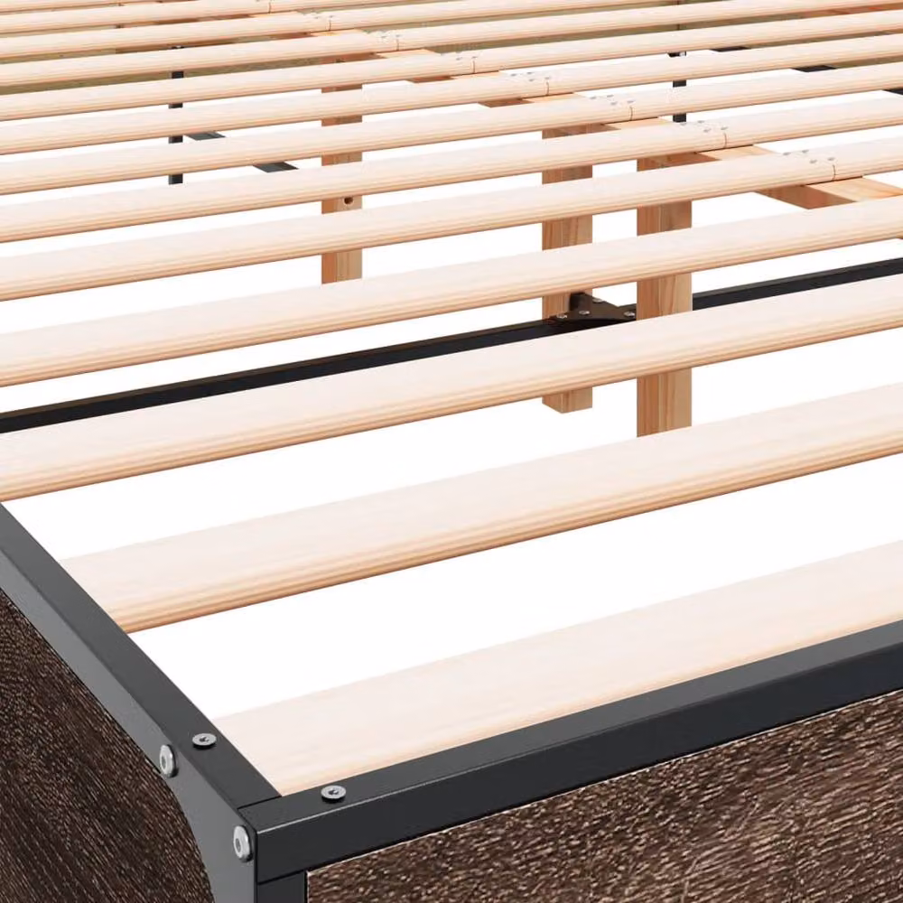 Berkfield Home Small Double Bed Frame in Brown Oak with Lift Up Base, W/D/H: 120 x 200 cm – 4