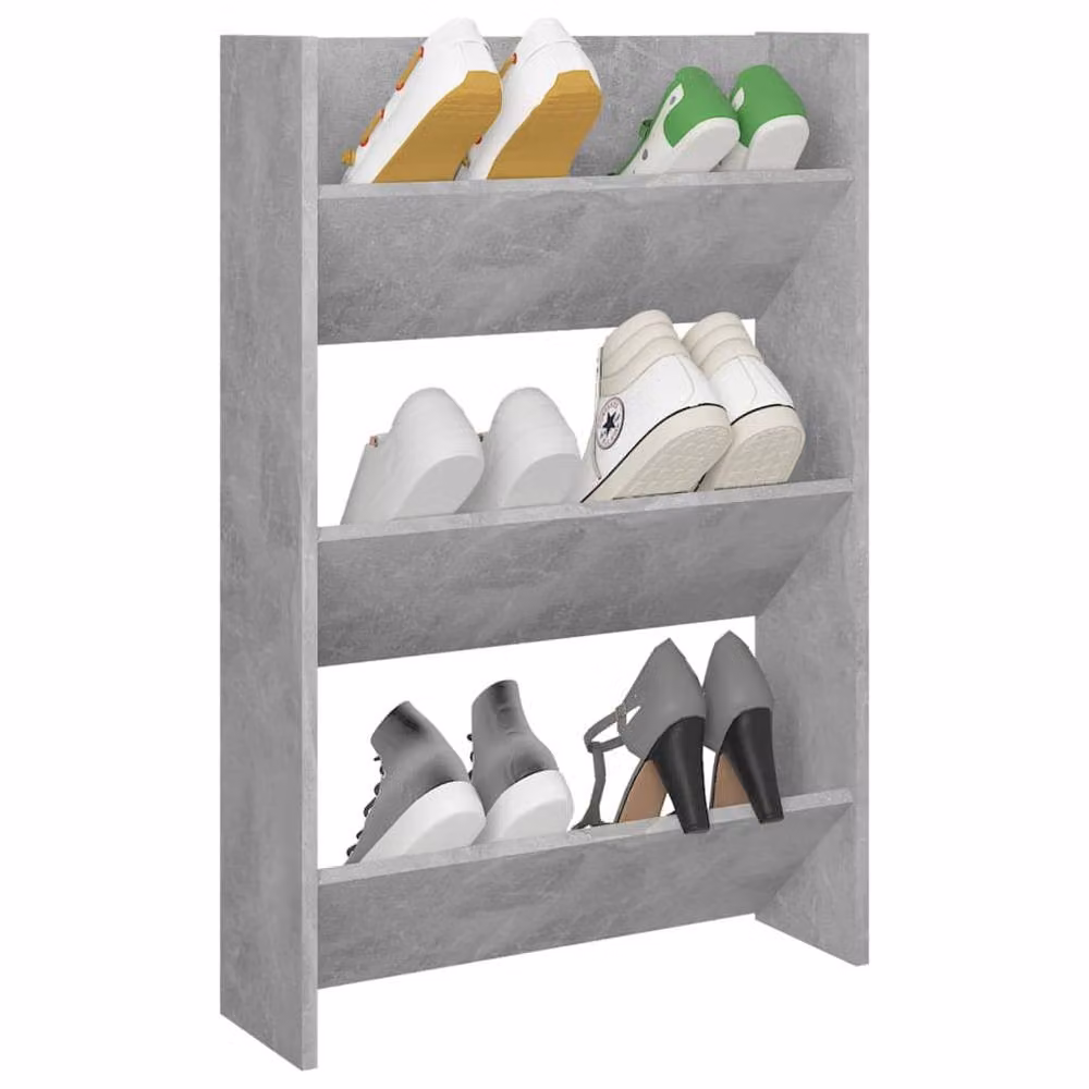 Berkfield Home Wall Mounted Shoe Cabinet in Concrete Grey, W/D/H: 60 x 18 x 90 cm – 3