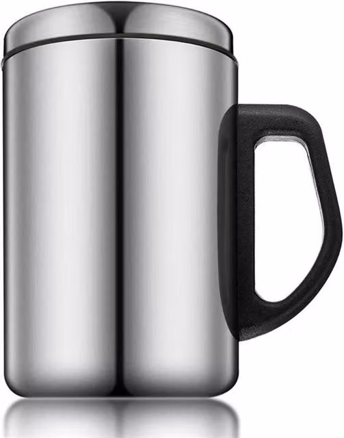 SPETLEK Silver Stainless Steel Thermal Tea Cup with Lid, 500ml