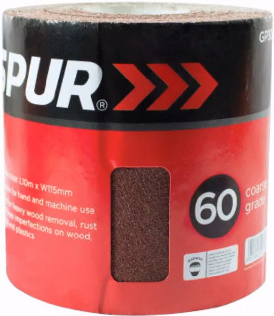 Garden Mile 60 Grit Coarse Red Sandpaper Roll for Wood and Metal, 10m Length