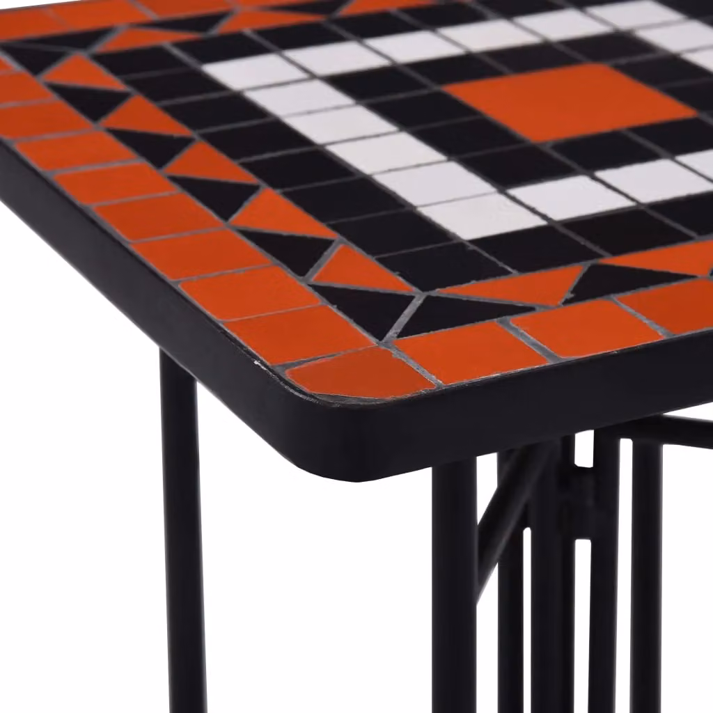 Berkfield Home Mosaic Side Table in Brown, Terracotta and White Ceramic with Powder Coated Steel Frame – 2