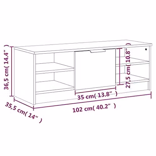vidaXL Modern TV Cabinet and Media Unit in Smoked Oak Brown Engineered Wood W/D/H: 102 x 35.5 x 36.5 cm – 3