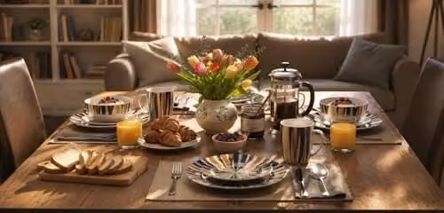Waterside Savannah Noir 16-Piece Porcelain Dinnerware Set in Black and Multicolour, including 4 Dinner Plates, 4 Side Plates, 4 Deep Bowls and 4 Mugs – 2