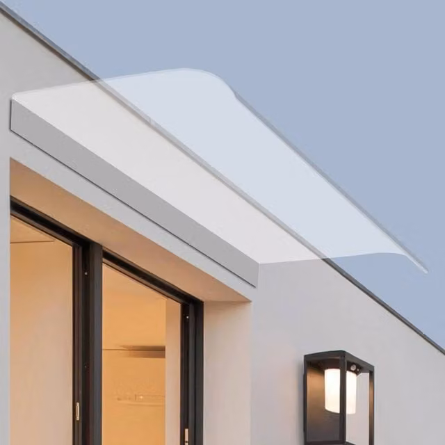 EONLION Transparent Polycarbonate Wall-Mounted Door Canopy, W: 80 cm, D: 40 cm, H: 34.5 cm