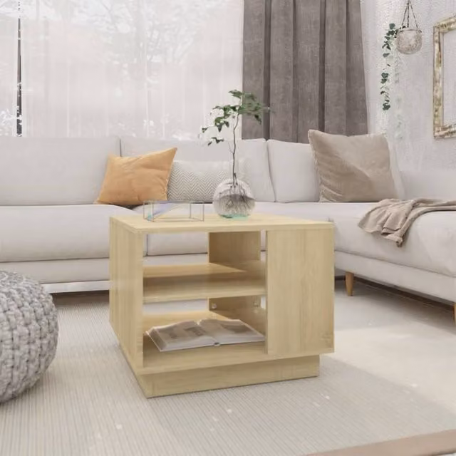 Berkfield Home Sonoma Oak Coffee Table in Brown, W/D/H: 55 x 55 x 43 cm – 1