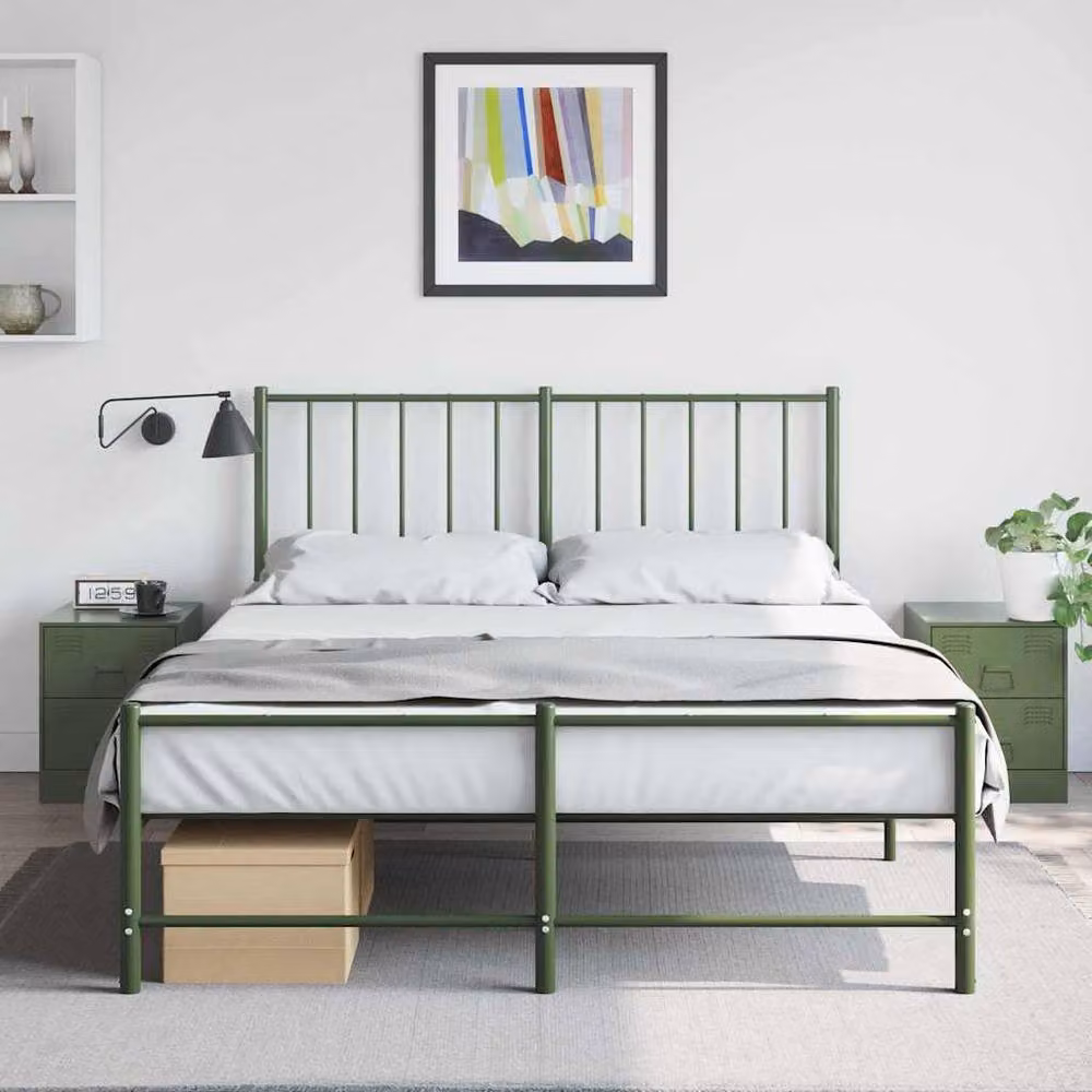 Berkfield Home Set of 2 Green Metal Bedside Cabinets, W/D/H: 34.5 x 39 x 44 cm – 2