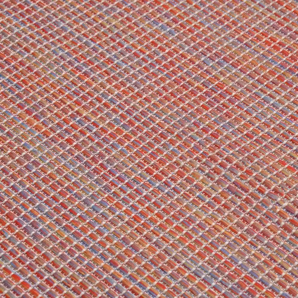Berkfield Home Red Outdoor Flatweave Round Rug, Diameter: 100 cm
