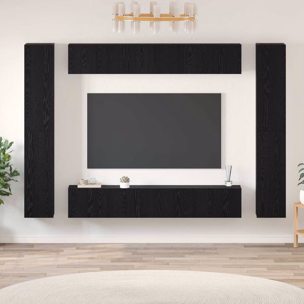 Berkfield Home Black Oak TV Cabinet with Internal Shelves and Hinged Doors, W/D/H: 30.5 x 30.0 x 90.0 cm – 2