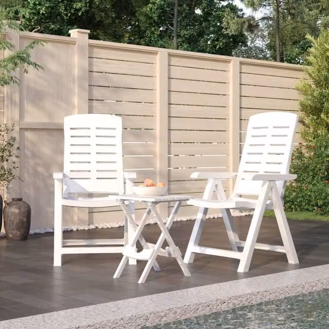 Berkfield Home 3 Piece White Polypropylene Garden Dining Set