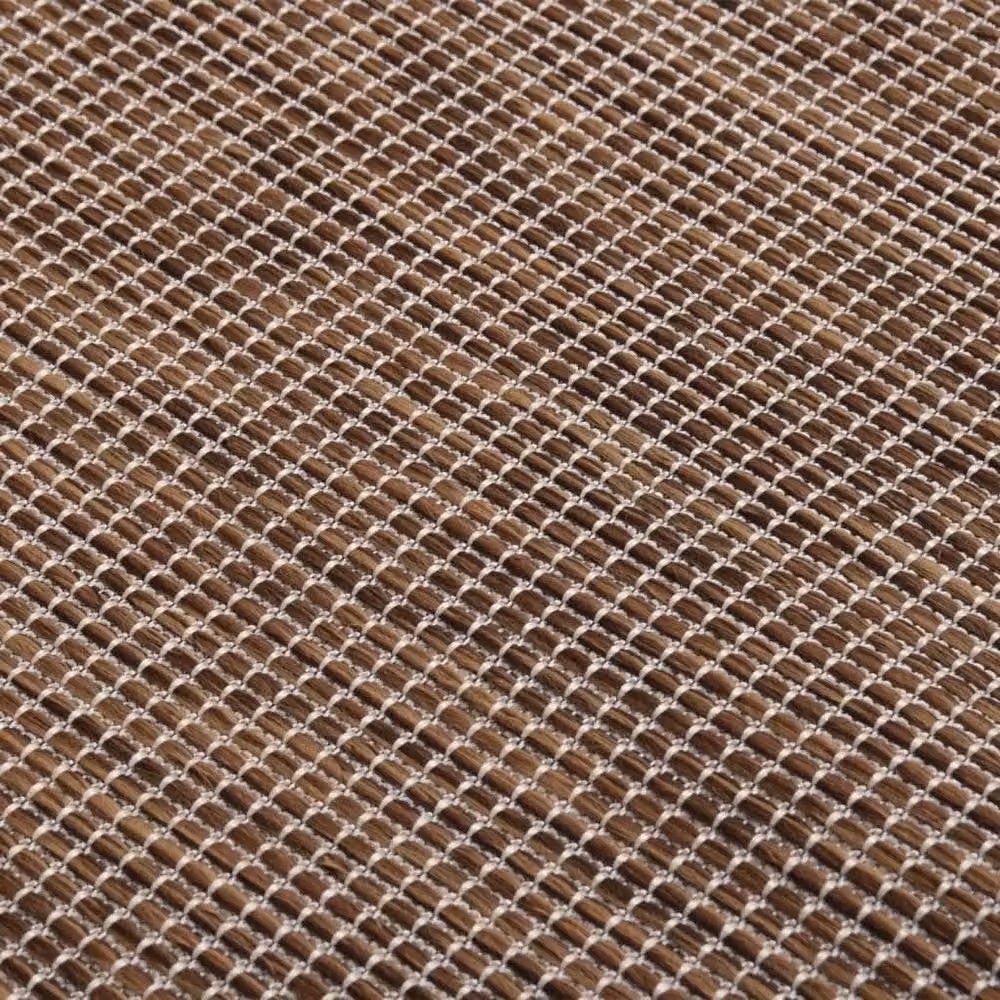 Berkfield Home Brown Round Outdoor Flatweave Polypropylene Rug, Diameter: 160 cm