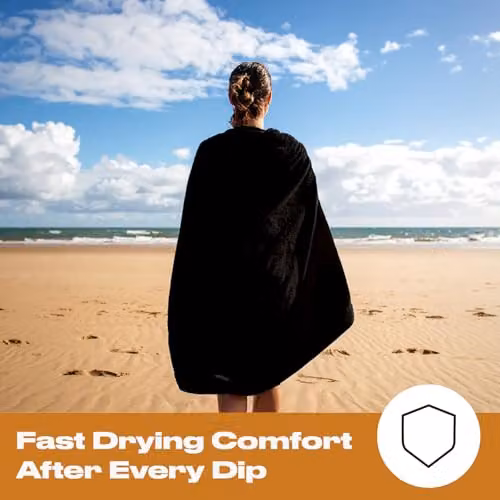 Brentfords OHS Black Microfibre Quick Dry Beach Towel, W: 71 cm, L: 152 cm – 2