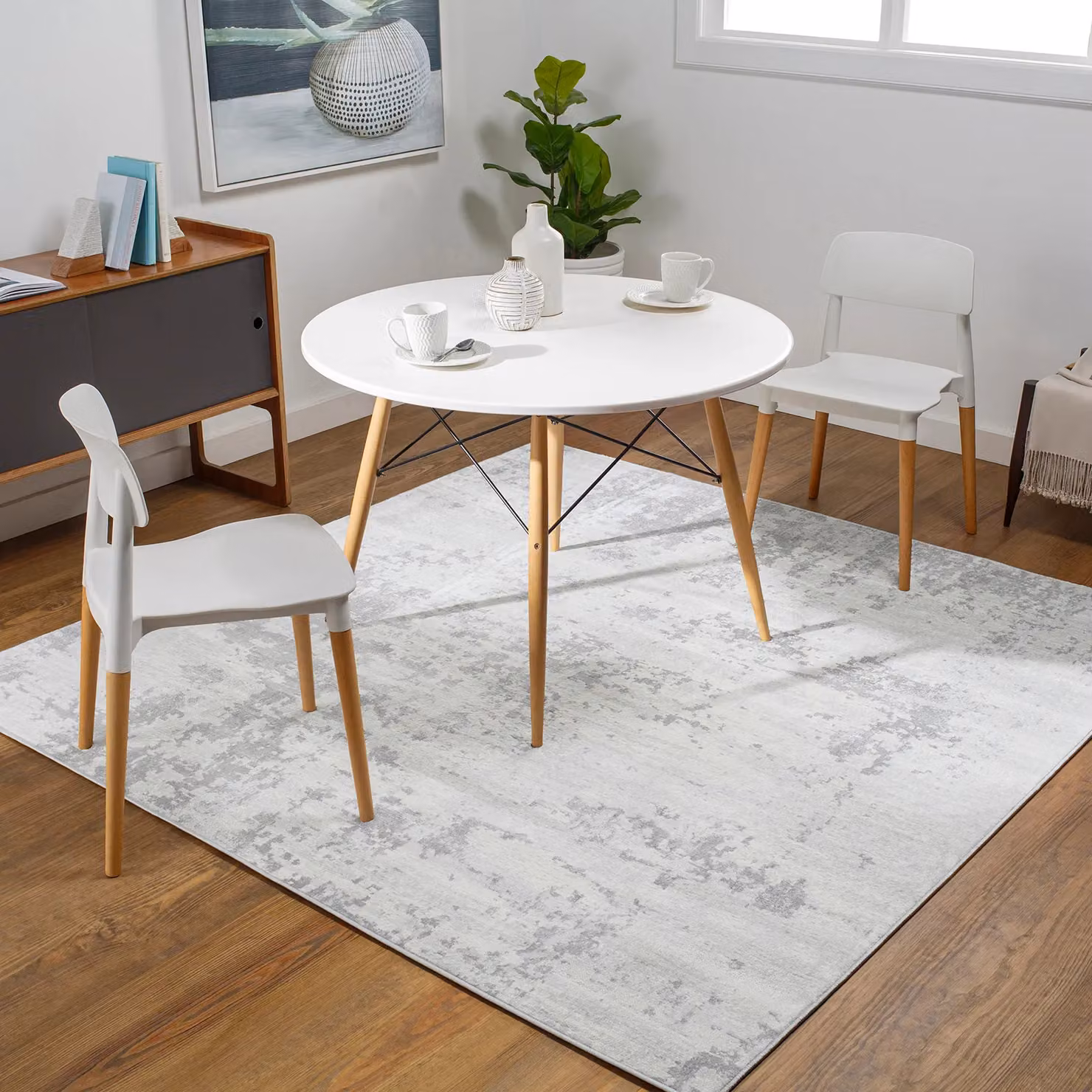 Livabliss Monaco Abstract Modern Marble Wool Rug in Grey and Blue, W: 140 cm, L: 200 cm – 3