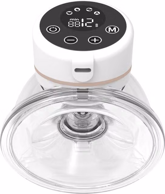 Fraupow Wearable Hands-Free Electric Breast Pump, White and Transparent, 180ml Capacity, BPA-Free