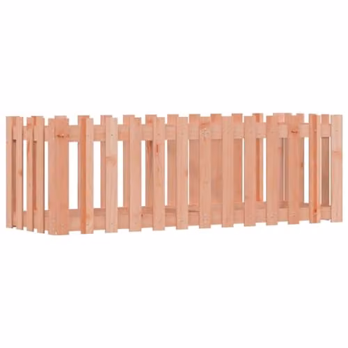 vidaXL Brown Douglas Fir Solid Wood Garden Raised Bed with Fence Design W: 150 cm, D: 50 cm, H: 50 cm – 1