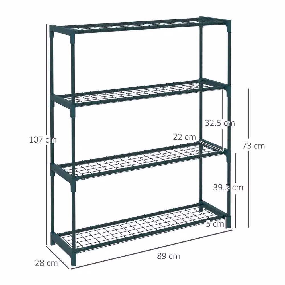 KORVIXA 4-Tier Metal Planter Holder Display Rack in Green, H 107 x W 89 x D 22 cm – 2