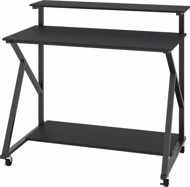 Costway Mobile Rolling Computer Desk with Monitor Stand in Black