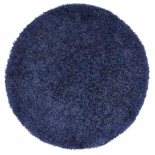 Phoenox Textiles Limited Origins Chicago Indigo Round Hand-Tufted Polyester Rug in Blue, Diameter: 133 cm