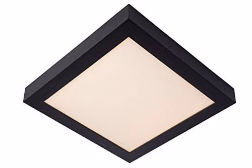 Lucide Brice Square Dimmable LED Flush Ceiling Light for Bathrooms, Black