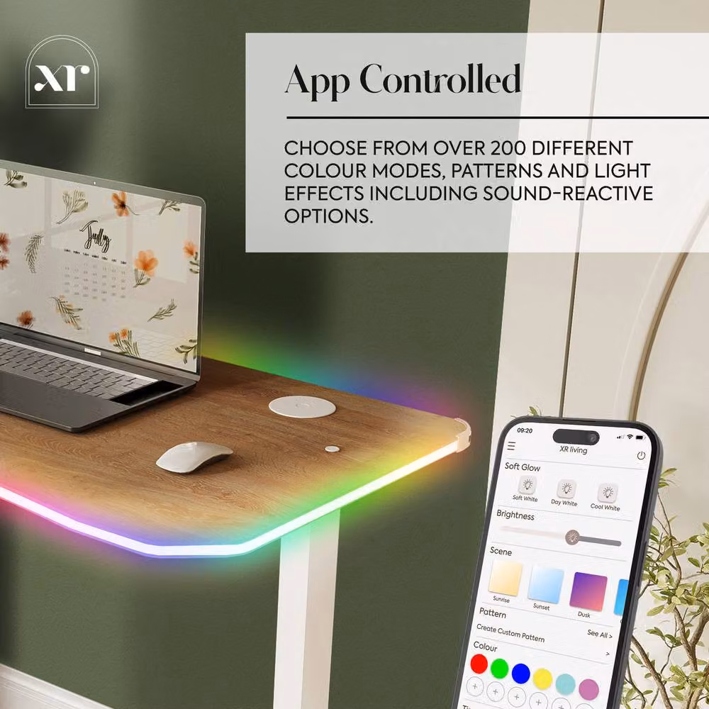 X Rocker Oka RGB LED Gaming Desk with Wireless Charging in Light Oak – 2